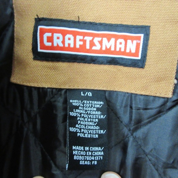 Craftsman Insulated Bib Overalls Men L Brown 100% Cotton Lined Work Utility 1580 - Picture 2 of 12